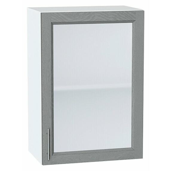 Шкаф верхний с 1-ой остекленной дверцей Сканди Grey Softwood Белый 716*500*320