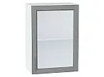 Шкаф верхний с 1-ой остекленной дверцей Сканди Grey Softwood Белый 716*500*320
