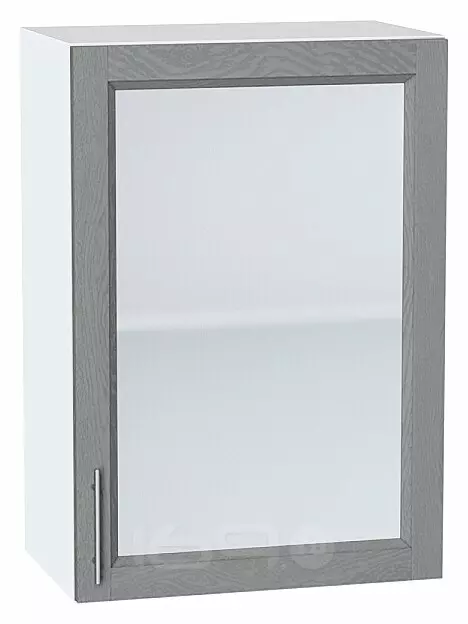 Шкаф верхний с 1-ой остекленной дверцей Сканди Grey Softwood Белый 716*500*320