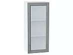 Шкаф верхний с 1-ой остекленной дверцей Сканди Grey Softwood Белый 920*400*320