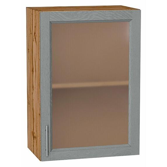 Шкаф верхний с 1-ой остекленной дверцей Сканди Grey Softwood Дуб Вотан 716*500*320