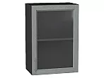 Шкаф верхний с 1-ой остекленной дверцей Сканди Grey Softwood Graphite 716*500*320