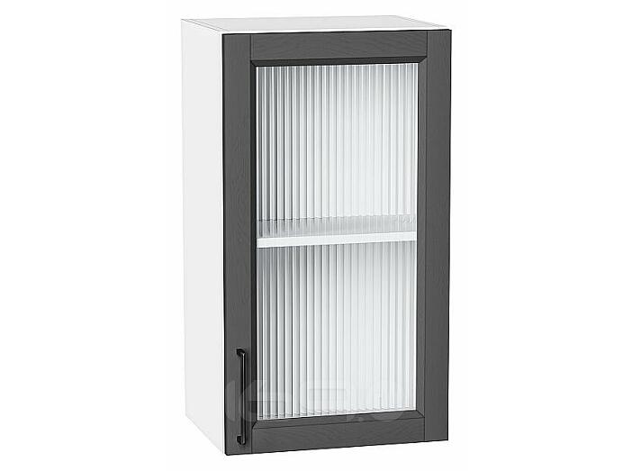 Шкаф верхний с 1-ой остекленной дверцей Сканди Stormy Silkwood/Белый 716*400*320