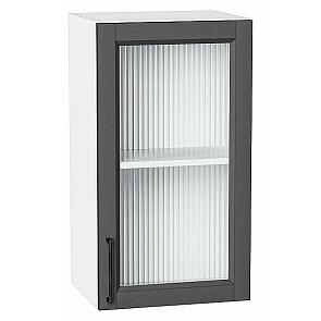 Шкаф верхний с 1-ой остекленной дверцей Сканди Stormy Silkwood/Белый 716*400*320