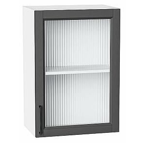 Шкаф верхний с 1-ой остекленной дверцей Сканди Stormy Silkwood/Белый 716*500*320