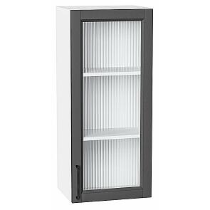 Шкаф верхний с 1-ой остекленной дверцей Сканди Stormy Silkwood/Белый 920*400*320