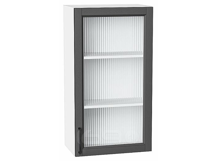 Шкаф верхний с 1-ой остекленной дверцей Сканди Stormy Silkwood/Белый 920*500*320