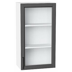 Шкаф верхний с 1-ой остекленной дверцей Сканди Stormy Silkwood/Белый 920*500*320