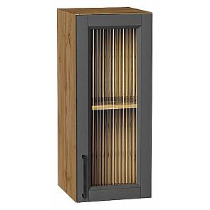 Шкаф верхний с 1-ой остекленной дверцей Сканди Stormy Silkwood/Дуб Вотан 716*300*320