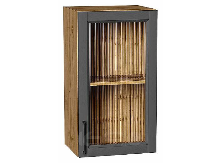 Шкаф верхний с 1-ой остекленной дверцей Сканди Stormy Silkwood/Дуб Вотан 716*400*320