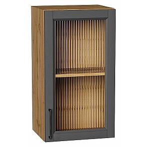 Шкаф верхний с 1-ой остекленной дверцей Сканди Stormy Silkwood/Дуб Вотан 716*400*320