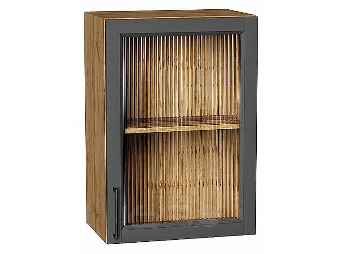 Шкаф верхний с 1-ой остекленной дверцей Сканди Stormy Silkwood/Дуб Вотан 716*500*320