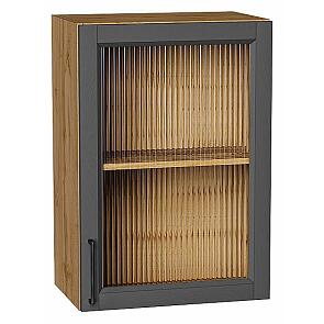 Шкаф верхний с 1-ой остекленной дверцей Сканди Stormy Silkwood/Дуб Вотан 716*500*320