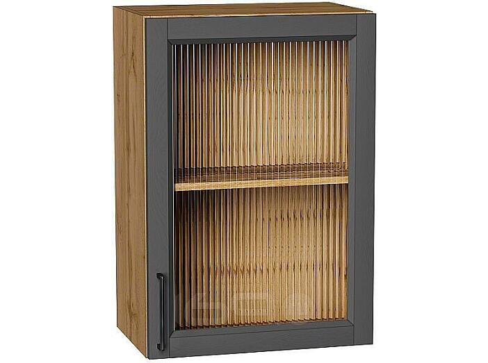 Шкаф верхний с 1-ой остекленной дверцей Сканди Stormy Silkwood/Дуб Вотан 716*500*320