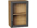 Шкаф верхний с 1-ой остекленной дверцей Сканди Stormy Silkwood/Дуб Вотан 716*500*320