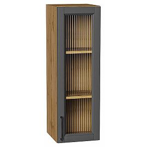 Шкаф верхний с 1-ой остекленной дверцей Сканди Stormy Silkwood/Дуб Вотан 920*300*320