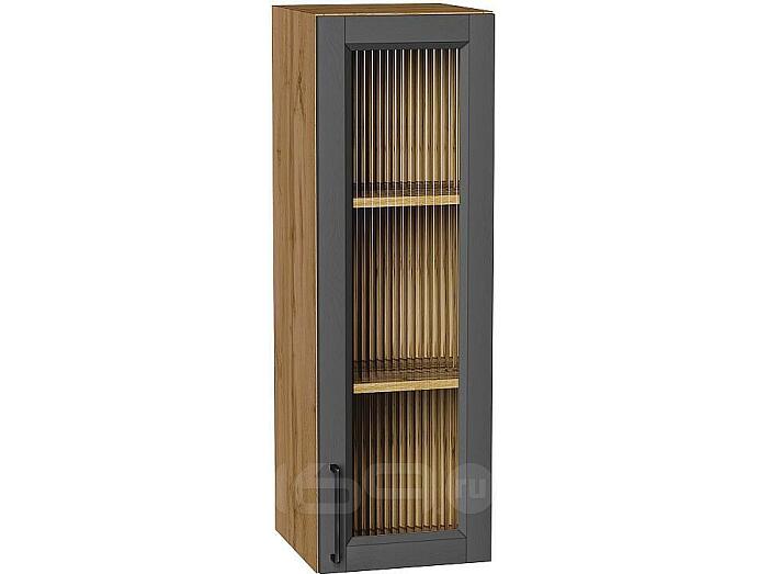 Шкаф верхний с 1-ой остекленной дверцей Сканди Stormy Silkwood/Дуб Вотан 920*300*320