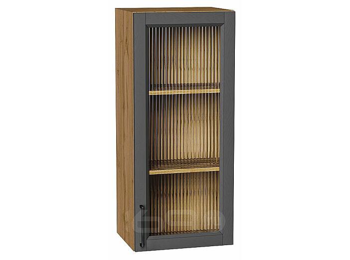 Шкаф верхний с 1-ой остекленной дверцей Сканди Stormy Silkwood/Дуб Вотан 920*400*320