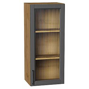 Шкаф верхний с 1-ой остекленной дверцей Сканди Stormy Silkwood/Дуб Вотан 920*400*320