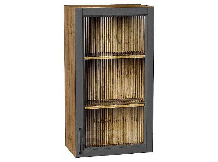 Шкаф верхний с 1-ой остекленной дверцей Сканди Stormy Silkwood/Дуб Вотан 920*500*320