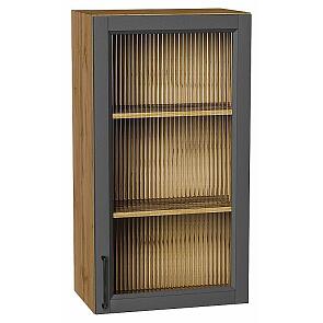 Шкаф верхний с 1-ой остекленной дверцей Сканди Stormy Silkwood/Дуб Вотан 920*500*320