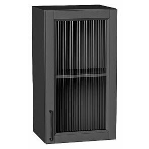 Шкаф верхний с 1-ой остекленной дверцей Сканди Stormy Silkwood/Graphite 716*400*320