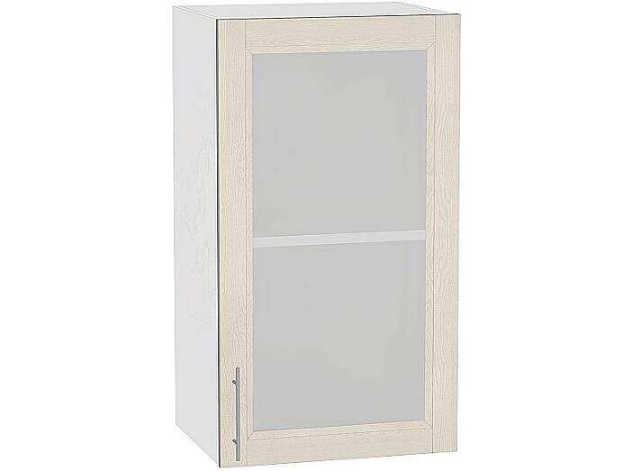 Шкаф верхний с 1-ой остекленной дверцей Сканди В 400 Cappuccino Softwood-Белый