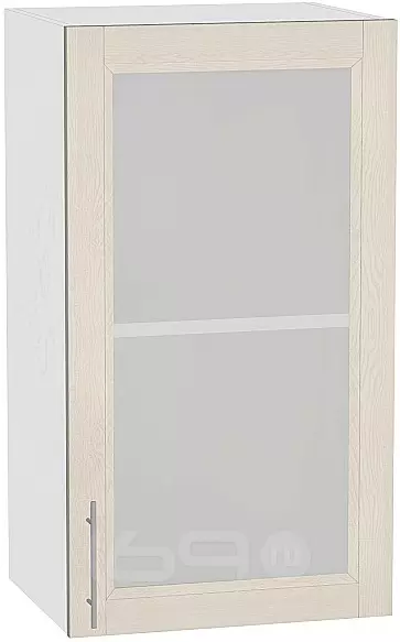 Шкаф верхний с 1-ой остекленной дверцей Сканди В 400 Cappuccino Softwood-Белый
