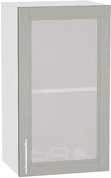 Шкаф верхний с 1-ой остекленной дверцей Сканди В 400 Grey Softwood-Белый