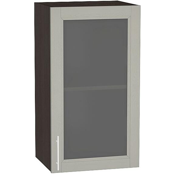 Шкаф верхний с 1-ой остекленной дверцей Сканди В 400 Grey Softwood-Венге