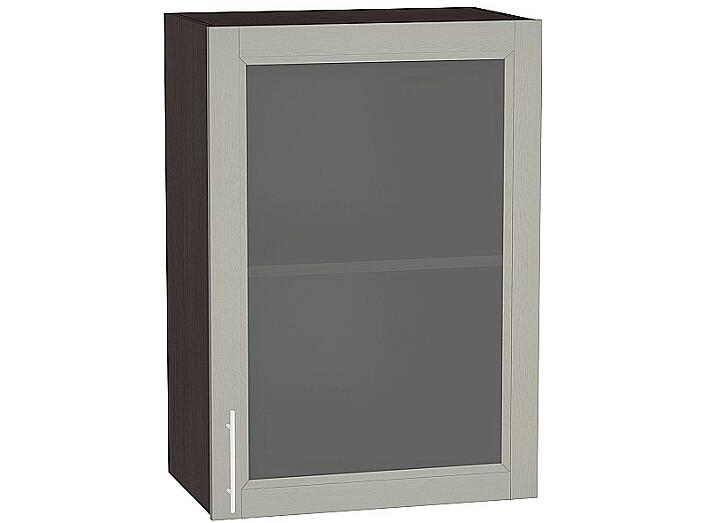 Шкаф верхний с 1-ой остекленной дверцей Сканди В 500 Grey Softwood-Венге