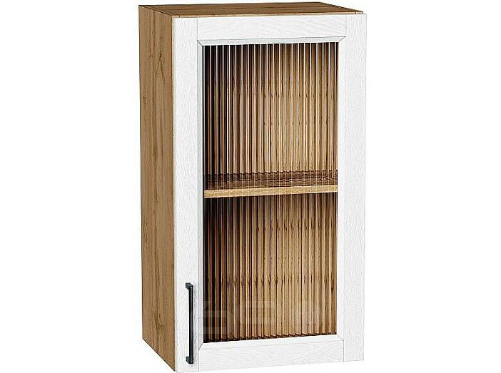 Шкаф верхний с 1-ой остекленной дверцей Сканди White Silkwood/Дуб Вотан 716*400*320