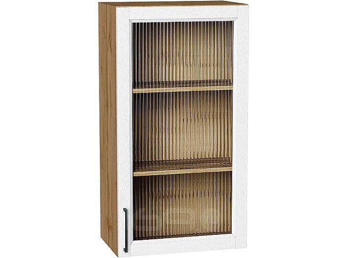 Шкаф верхний с 1-ой остекленной дверцей Сканди White Silkwood/Дуб Вотан 920*500*320