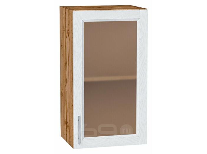 Шкаф верхний с 1-ой остекленной дверцей Сканди White Softwood Дуб Вотан 716*400*320