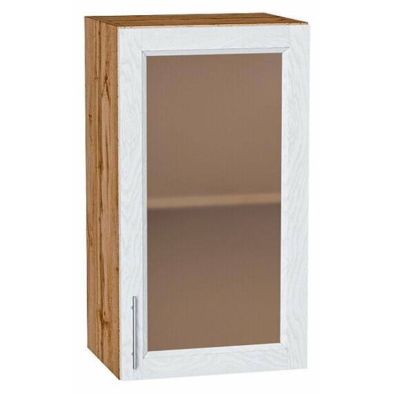 Шкаф верхний с 1-ой остекленной дверцей Сканди White Softwood Дуб Вотан 716*400*320