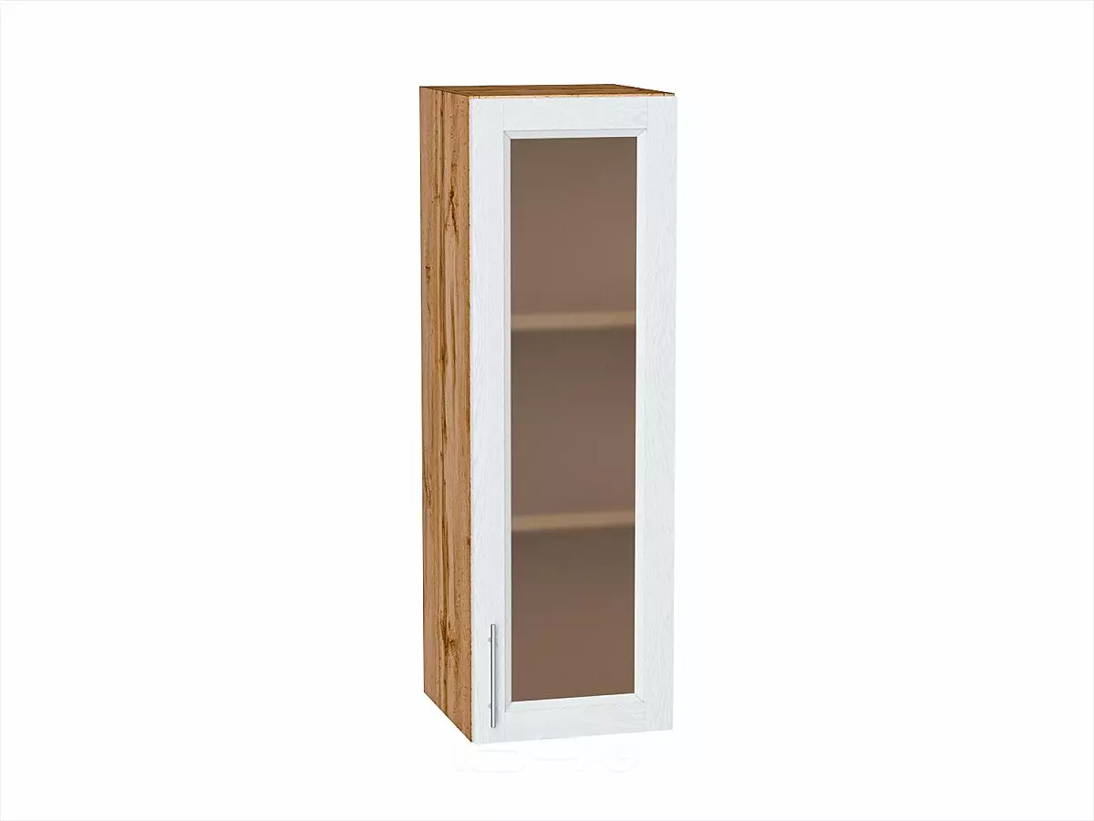 Шкаф верхний с 1-ой остекленной дверцей Сканди White Softwood Дуб Вотан 920*300*320