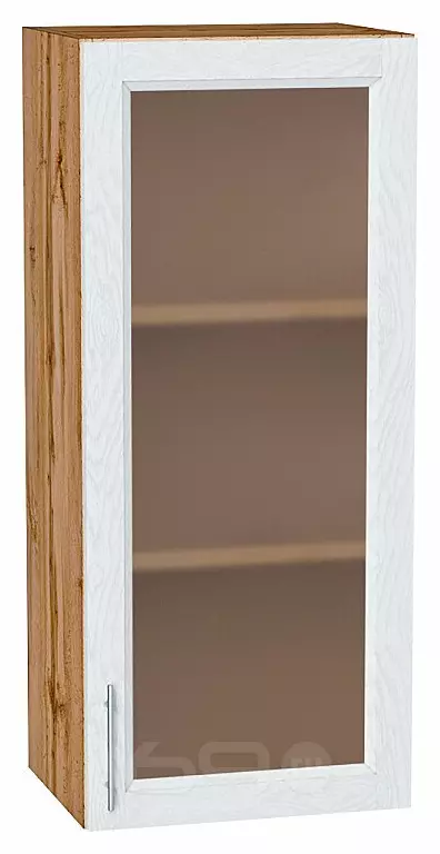 Шкаф верхний с 1-ой остекленной дверцей Сканди White Softwood Дуб Вотан 920*400*320
