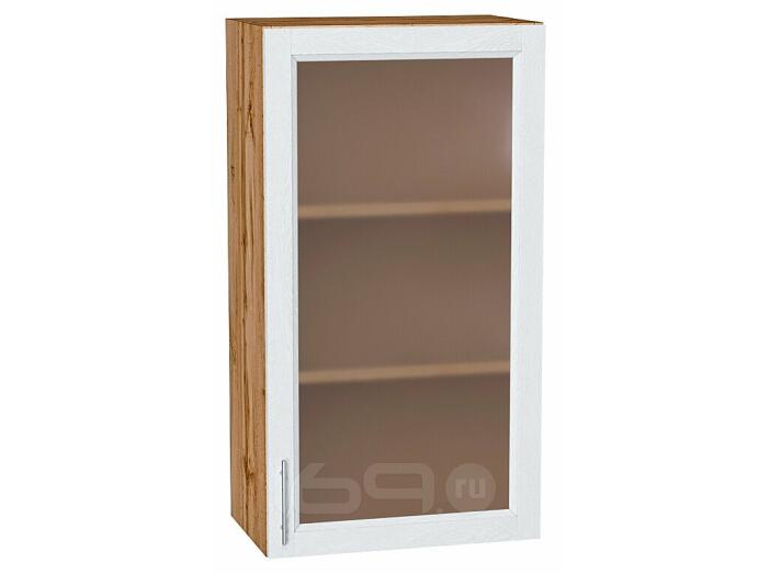Шкаф верхний с 1-ой остекленной дверцей Сканди White Softwood Дуб Вотан 920*500*320