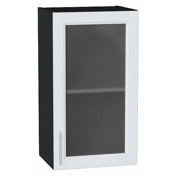Шкаф верхний с 1-ой остекленной дверцей Сканди White Softwood Graphite