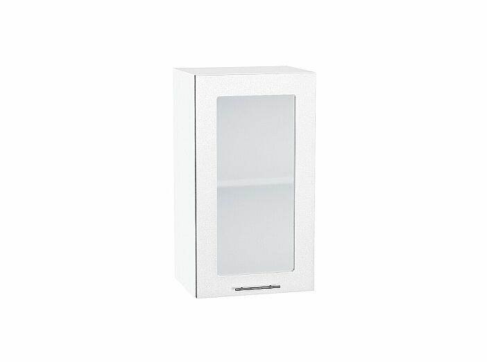 Шкаф верхний с 1-ой остекленной дверцей Валерия-М Белый металлик Белый 716*400*318