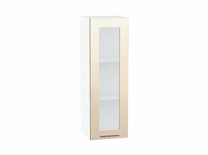 Шкаф верхний с 1-ой остекленной дверцей Валерия-М Бежевый металлик Белый 920*300*318