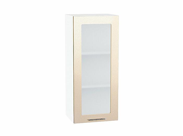 Шкаф верхний с 1-ой остекленной дверцей Валерия-М Бежевый металлик Белый 920*400*318