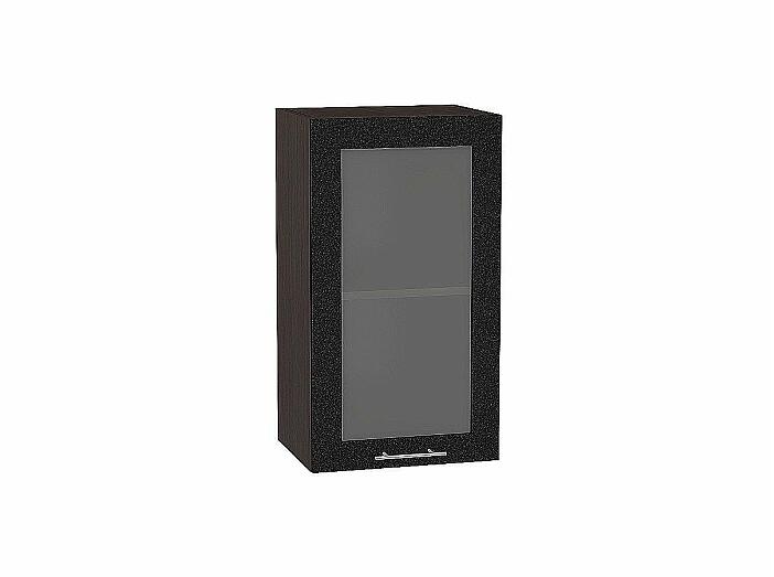 Шкаф верхний с 1-ой остекленной дверцей Валерия-М Черный металлик Graphite
