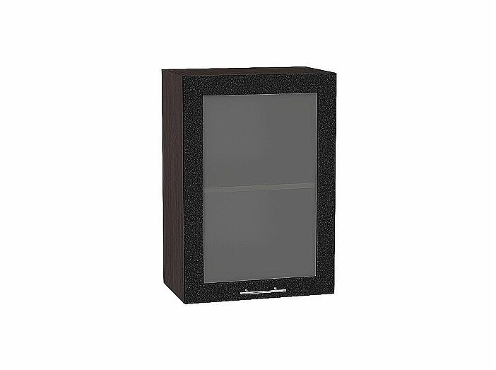 Шкаф верхний с 1-ой остекленной дверцей Валерия-М Черный металлик Graphite