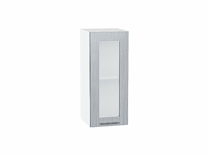 Шкаф верхний с 1-ой остекленной дверцей Валерия-М Серый металлик дождь светлый Белый 716*300*318