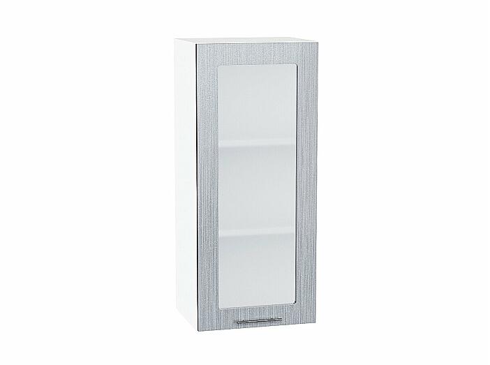 Шкаф верхний с 1-ой остекленной дверцей Валерия-М Серый металлик дождь светлый Белый 920*400*318