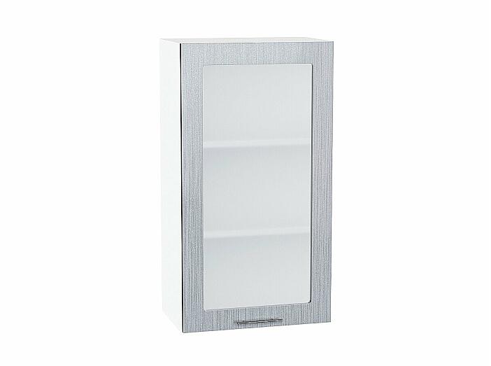 Шкаф верхний с 1-ой остекленной дверцей Валерия-М Серый металлик дождь светлый Белый 920*500*318