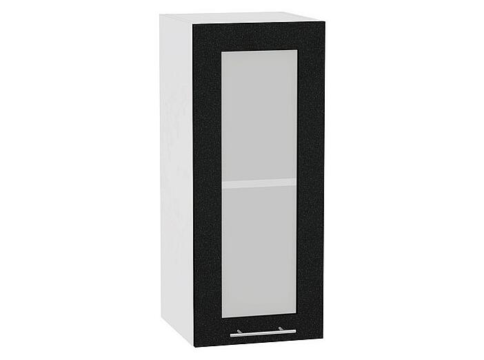 Шкаф верхний с 1-ой остекленной дверцей Валерия-М В 300 Черный металлик-Белый