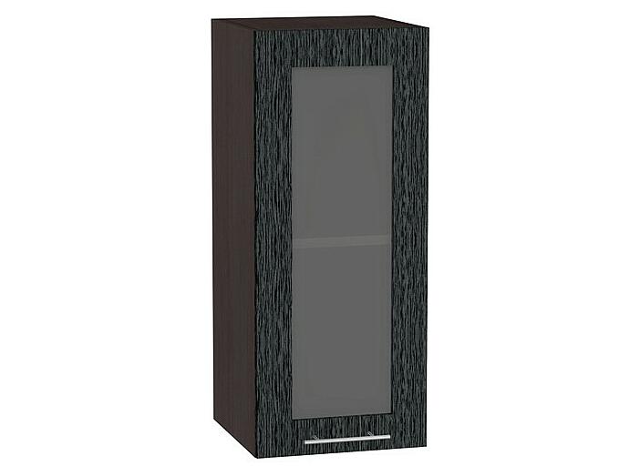 Шкаф верхний с 1-ой остекленной дверцей Валерия-М В 300 Черный металлик дождь-Венге