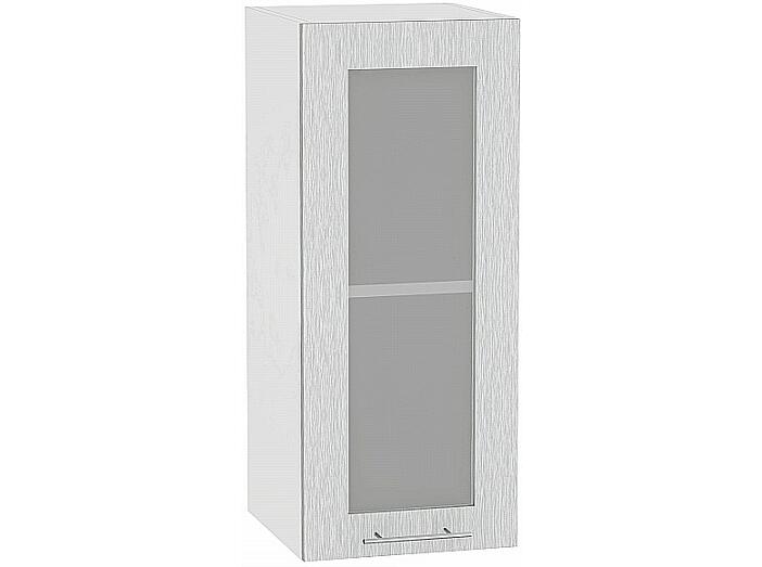 Шкаф верхний с 1-ой остекленной дверцей Валерия-М В 300 Серый металлик дождь светлый-Белый